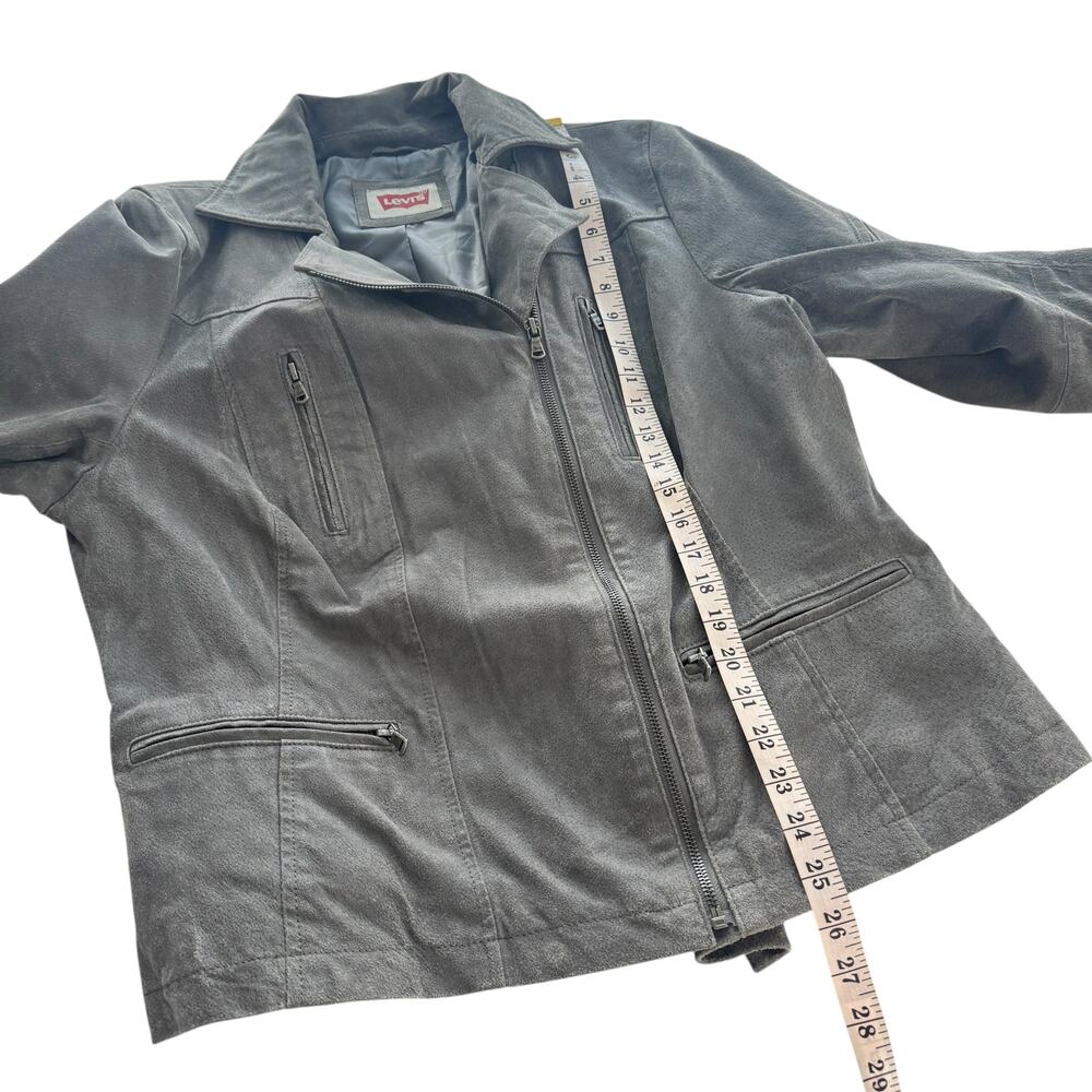 Levi’s Brushed Suede 100% Leather Moto Jacket Grey Women’s Plus Size 1X Biker - Picture 14 of 14